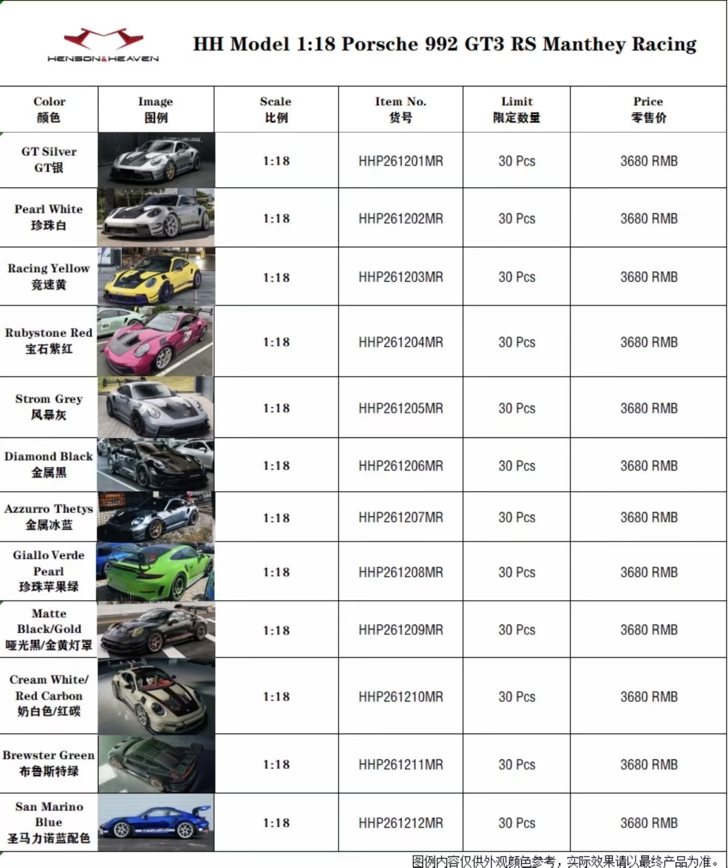 HH Model 1/18 New Release: Porsche 992 GT3 RS MR