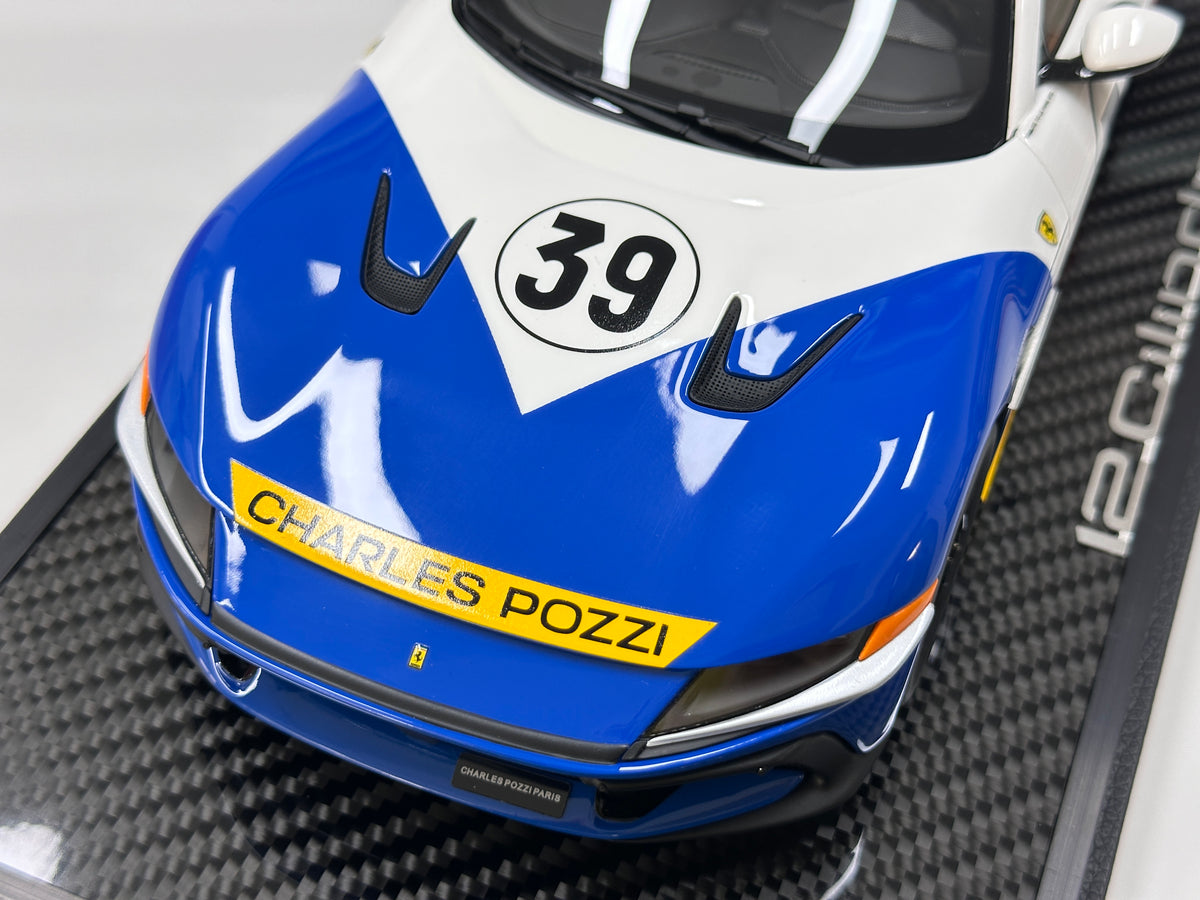 BBR 1/18 Ferrari 12Cilindri Coupé (Special Edition) with Luggage Set – Red/White/Blue – P18248LMST