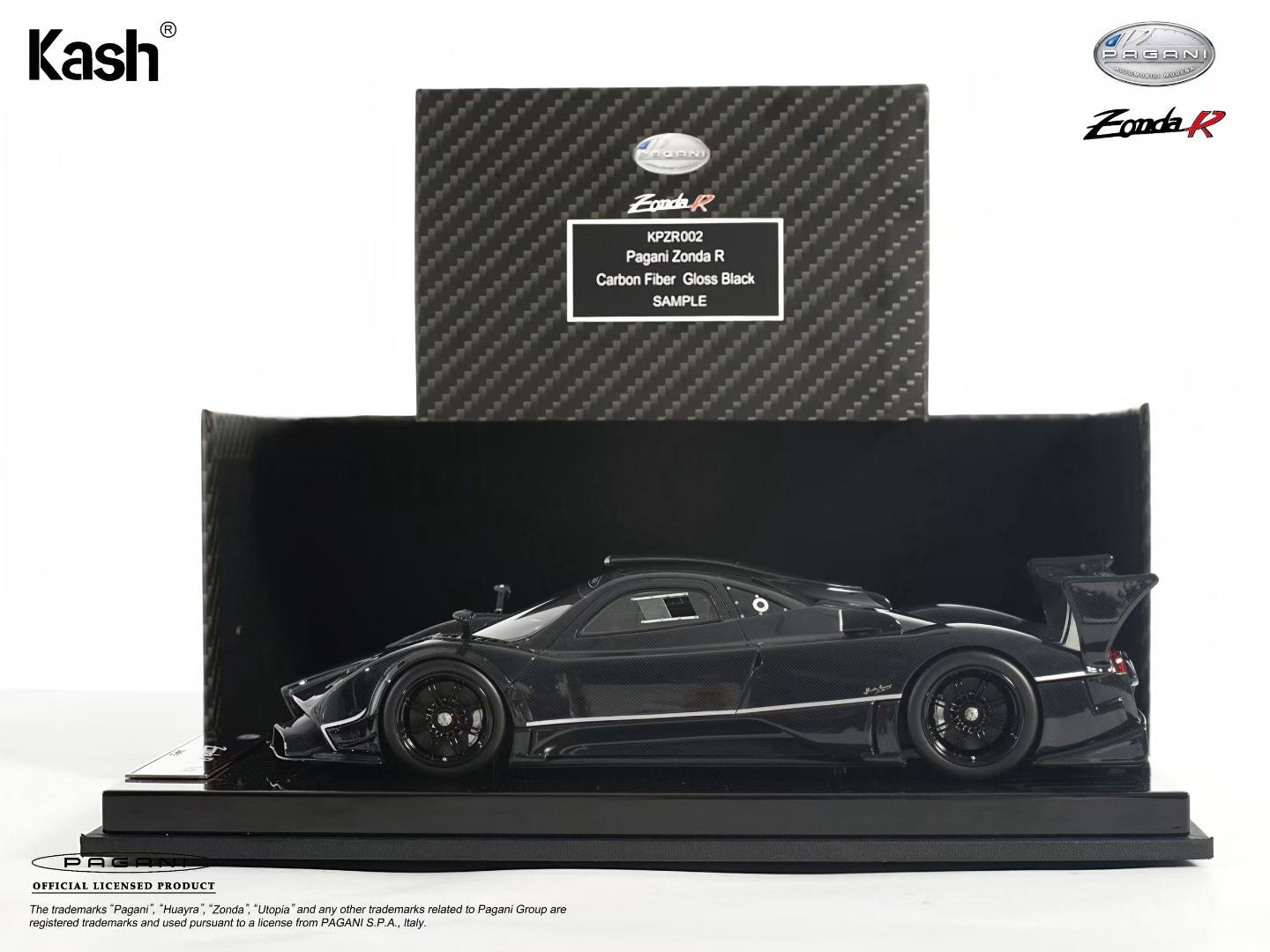Kash Model 1/18 Pagani Zonda R Gloss Carbon Black Car Model