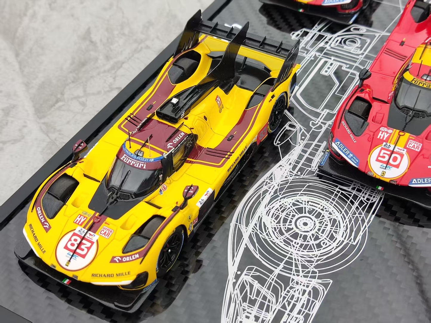 BBR 1/43 Ferrari 499P 2023, 2024, 2025 Le Mans Three-Year Champion - Leather Case Edition, Three-Car Set EX57CH-1