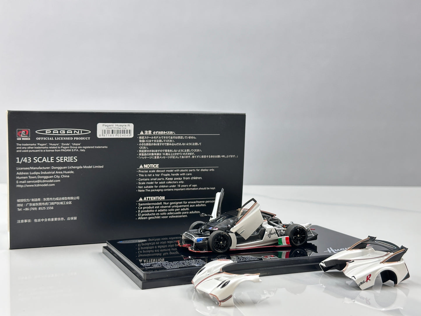 LCD 1/43 Pagani Huayra R Die-cast Model (Fully Opening Parts) - Matte White (LCD43017-PW)