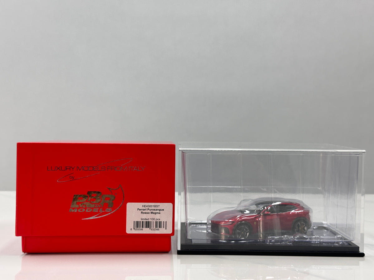 BBR 1/43 Ferrari Purosangue Die-cast Model (Fully Opening) – Black Roof, Rosso Magma Metallic – HE43001BST