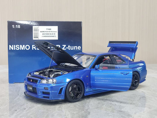 AUTOart 1:18 Nissan R34 GT-R Z-Tune (Blue with Carbon Fiber Hood) 77460