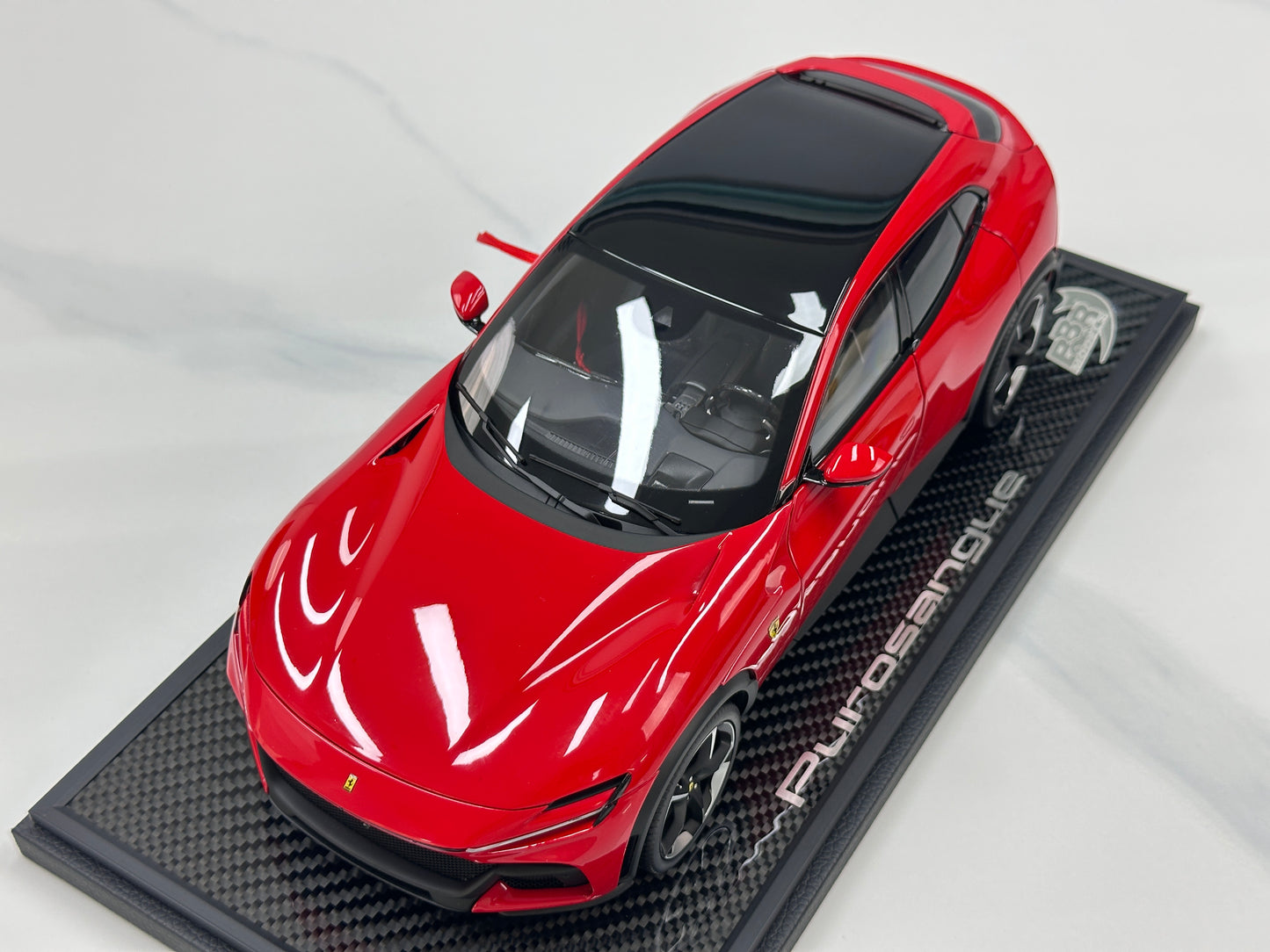 BBR 1/18 Ferrari Purosangue – Black Roof Version Carbon Fiber Base Standard Red (HE180052ACH)