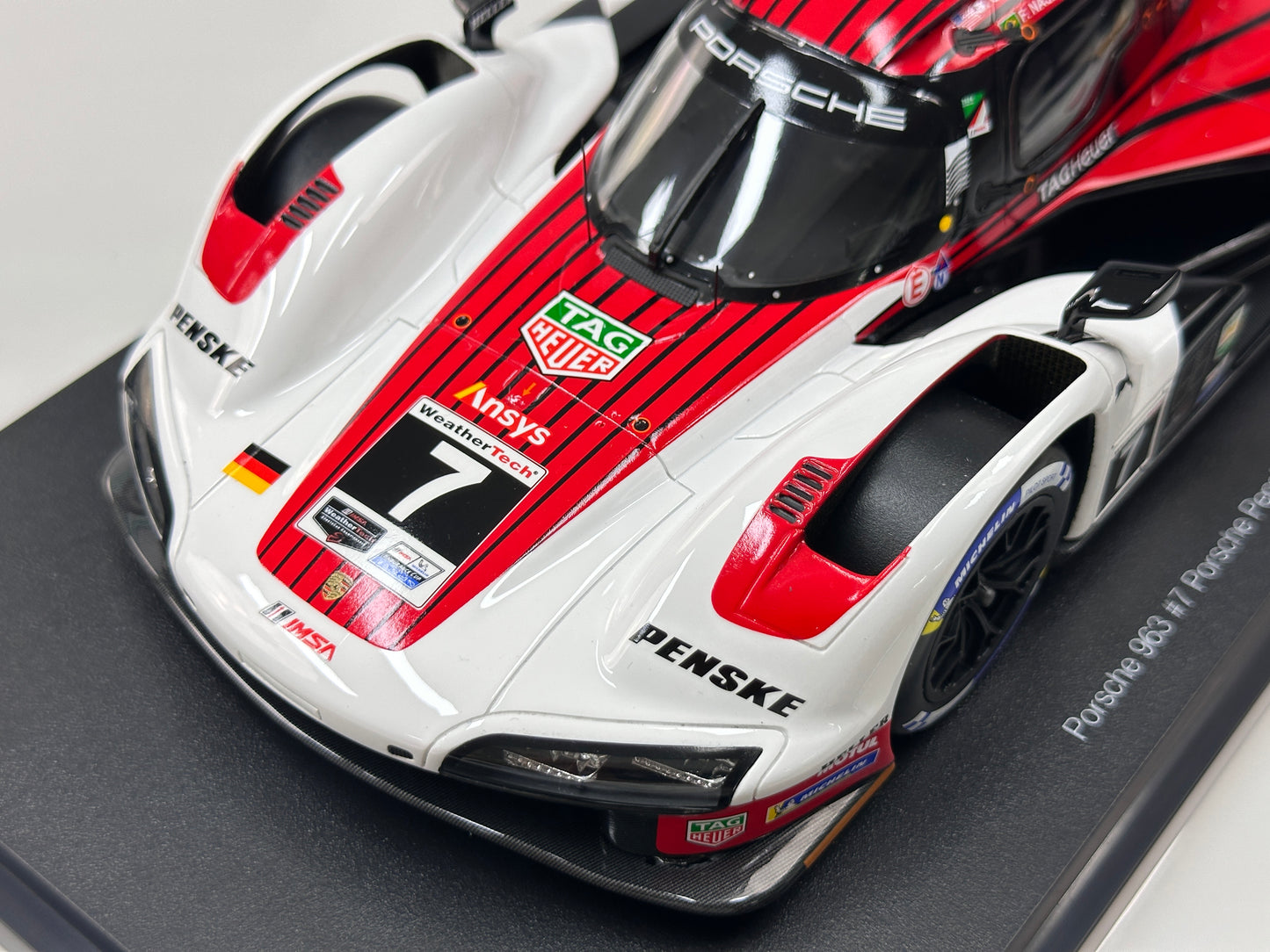 Topspeed 1/18 Porsche 963 #7 Porsche Penske Motorsport 2024 Red & White Livery TS0700