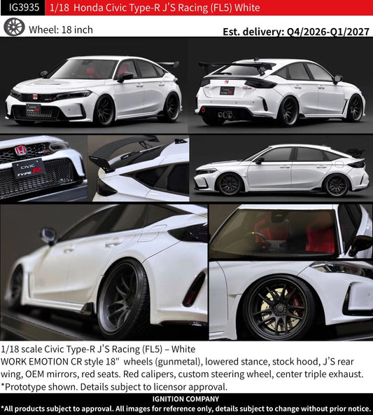 IG 1/18 Honda Civic Type-R J'S Racing FL5 Model IG3935