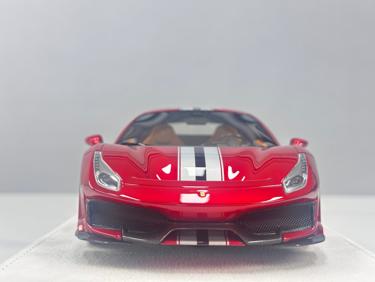 BBA MODEL 1/18 Ferrari 488 Pista – Metallic Red with Silver/Black Livery (BBA089)