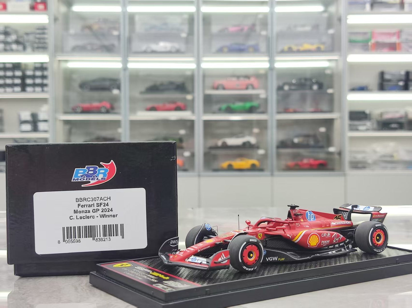 BBR 1/43 Ferrari SF24 Monza GP 2024 Leclerc Winner #16 Red BBRC307ACH