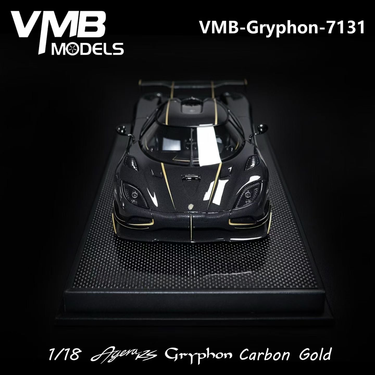 VMB 1/18 Koenigsegg Agera RS Gryphon (Carbon & Gold)
