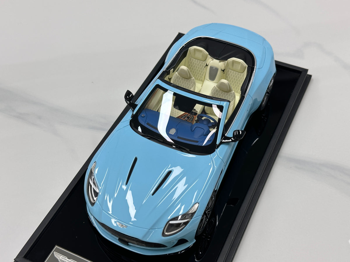 MOTORHELIX 1/18 Aston Martin DB12 Volante Convertible - Glass Blue (MH397)