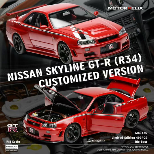 MOTORHELIX 1/18 Nissan GT-R R34 Skyline GT-R R34 Limited Edition Model