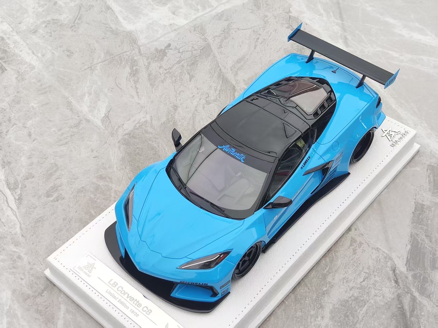 BBA MODEL 1/18 Corvette C8 LB Widebody Modified, Baby Blue (BBA036)