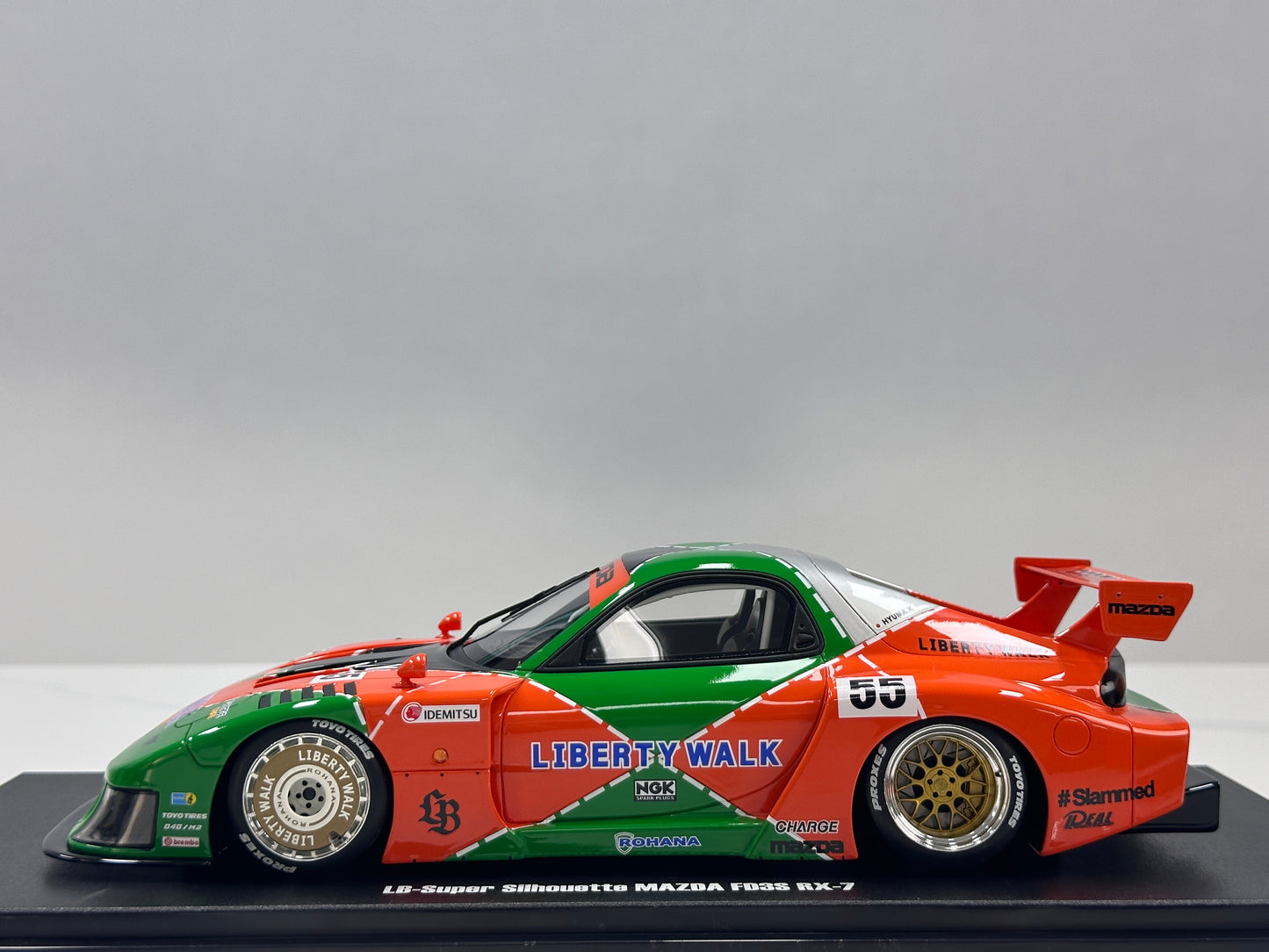 GT Spirit 1/18 Mazda LB-WORKS RX-7 LB Super Silhouette Green/Orange GT568