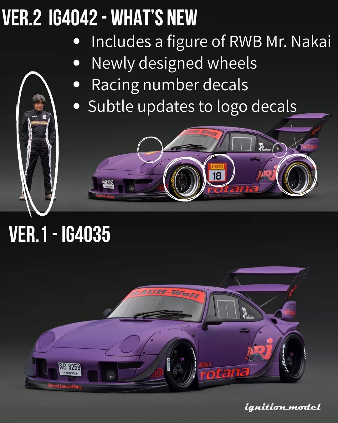 IG 1/18 Porsche RWB 993 Mr. Nakai Resin Model IG4042