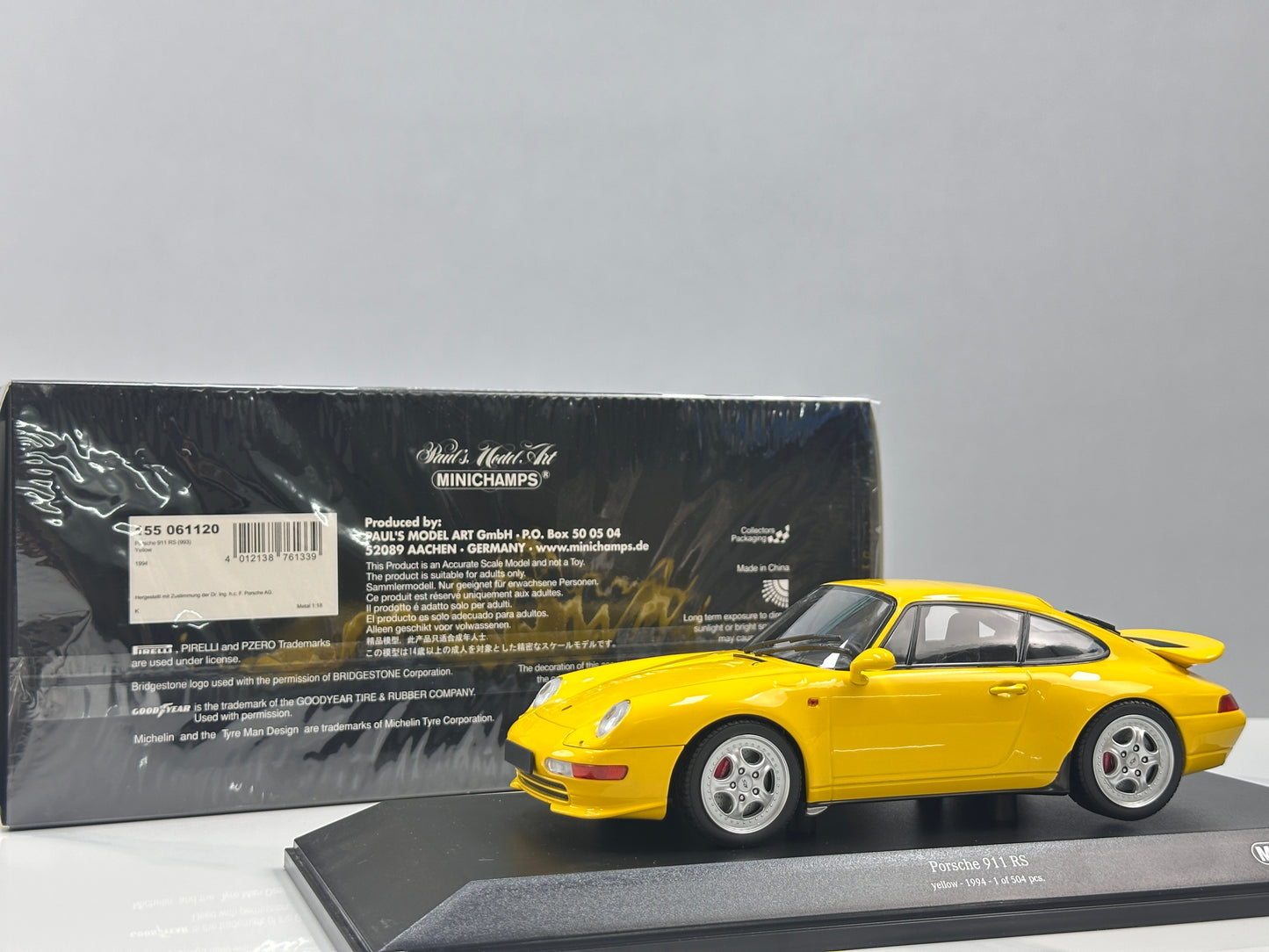 MINICHAMPS 1/18 Porsche 911 RS (993) - 1994 Yellow (155061120)