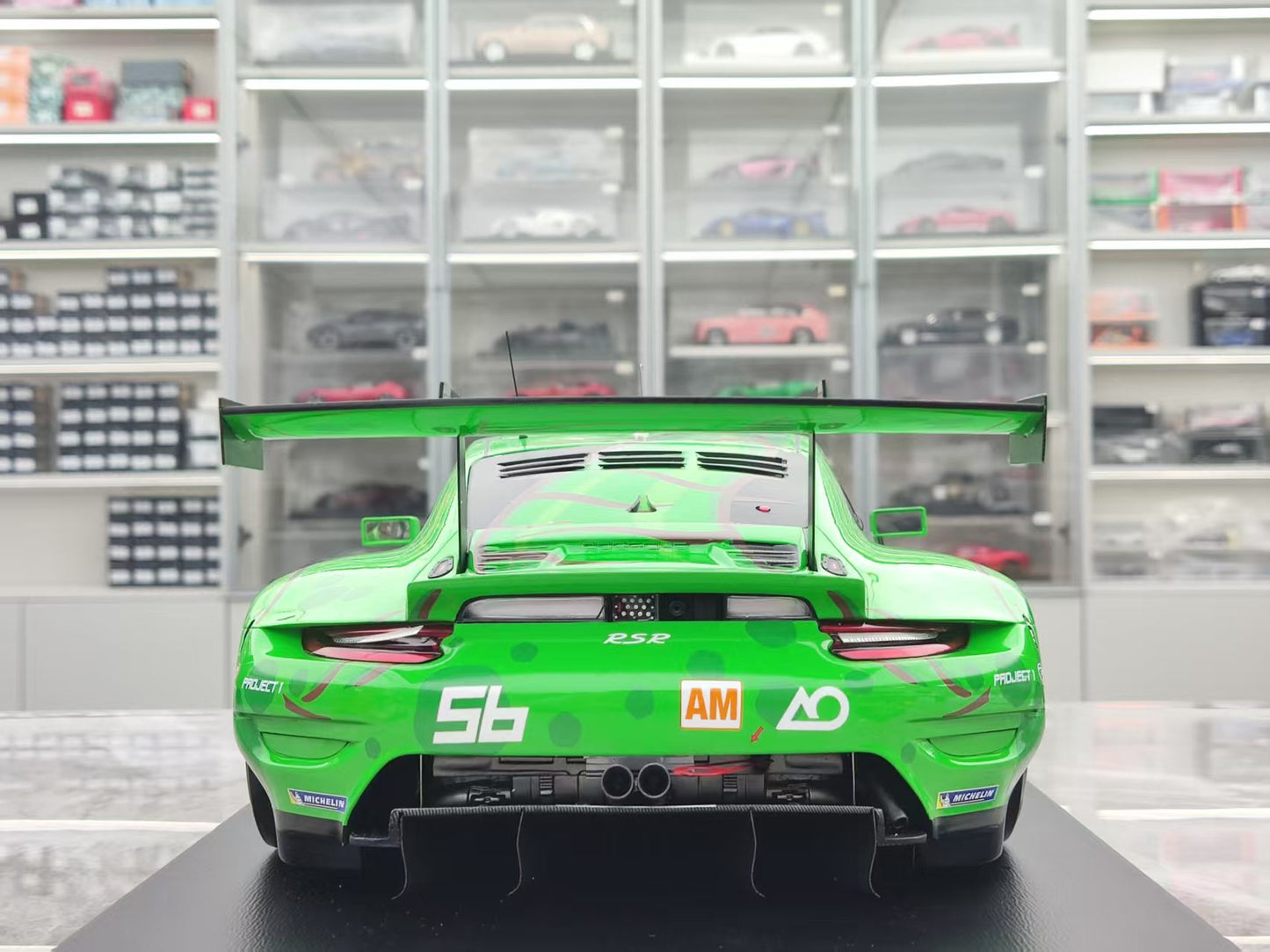 SPARK 1/12 Porsche 911 RSR-19 Project 1 Team, #56, 2023 Le Mans 24 Hours, Green Tyrannosaurus Rex, 12S044