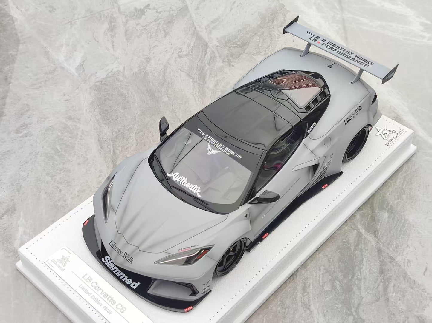 BBA MODEL 1/18 Corvette C8 LB Widebody Modified, Battle Gray Weathered Version BBA034