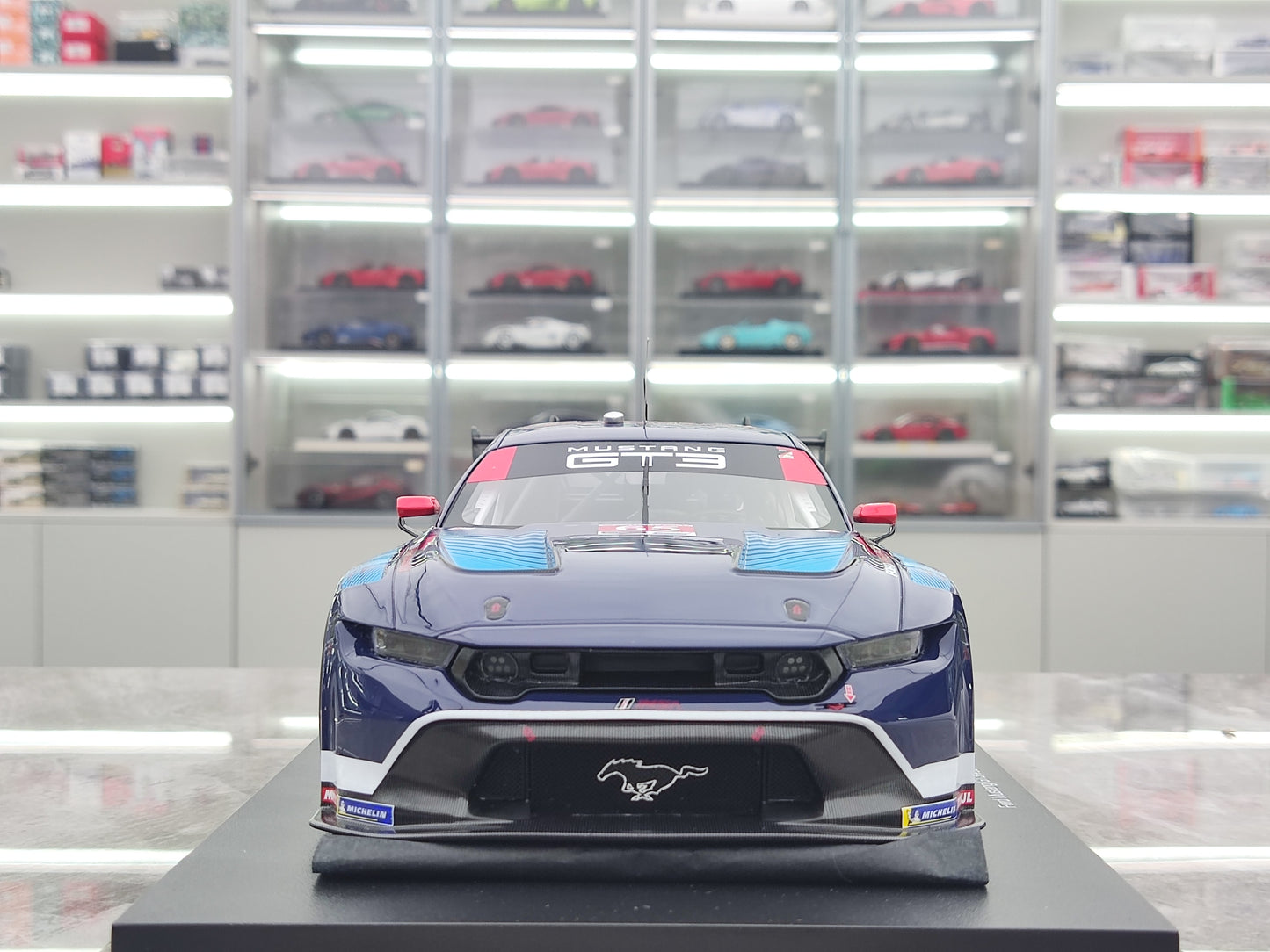 TOPSPEED 1/18 Ford Mustang GT3 #65 Ford Multimatic Motorsports 2024 Blue Livery Simulation Model Car TS0574