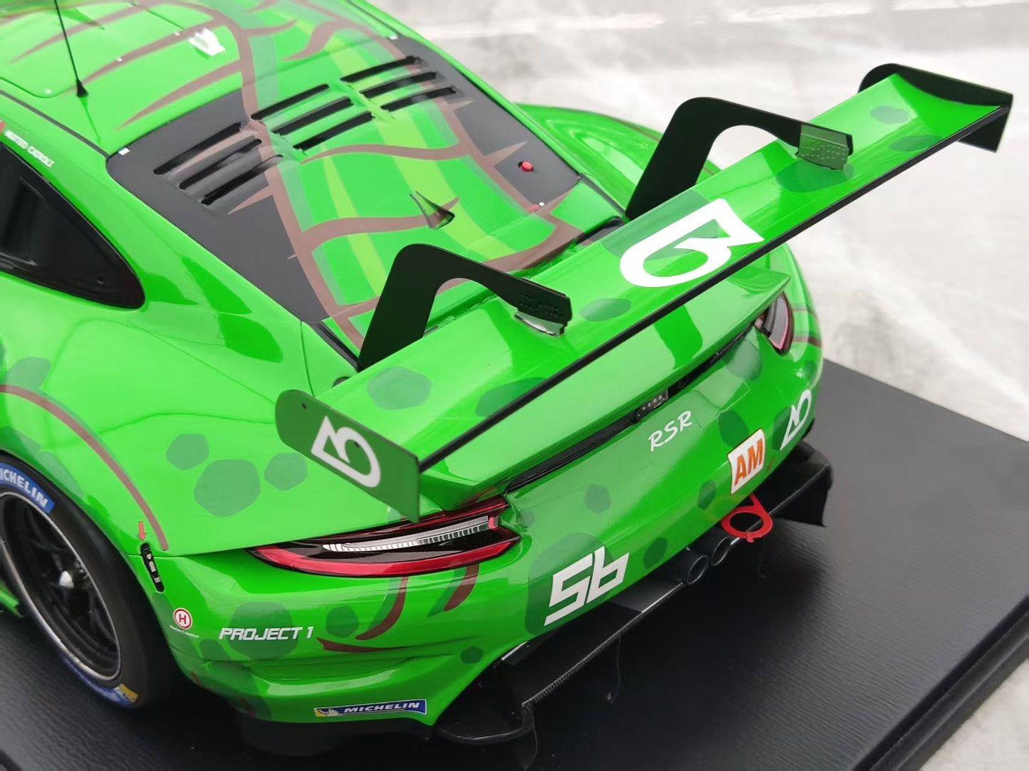 SPARK 1/12 Porsche 911 RSR-19 Project 1 Team, #56, 2023 Le Mans 24 Hours, Green Tyrannosaurus Rex, 12S044