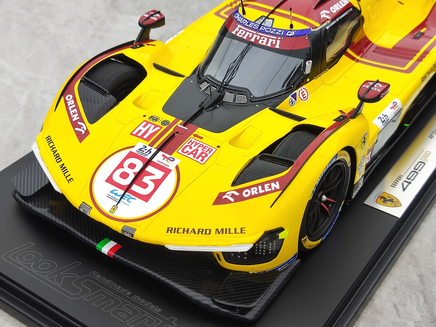Looksmart 1/18 Ferrari 499P AF Corse Team 2025 Le Mans Hypercar Class Victory No. 83, Yellow LS18LM053