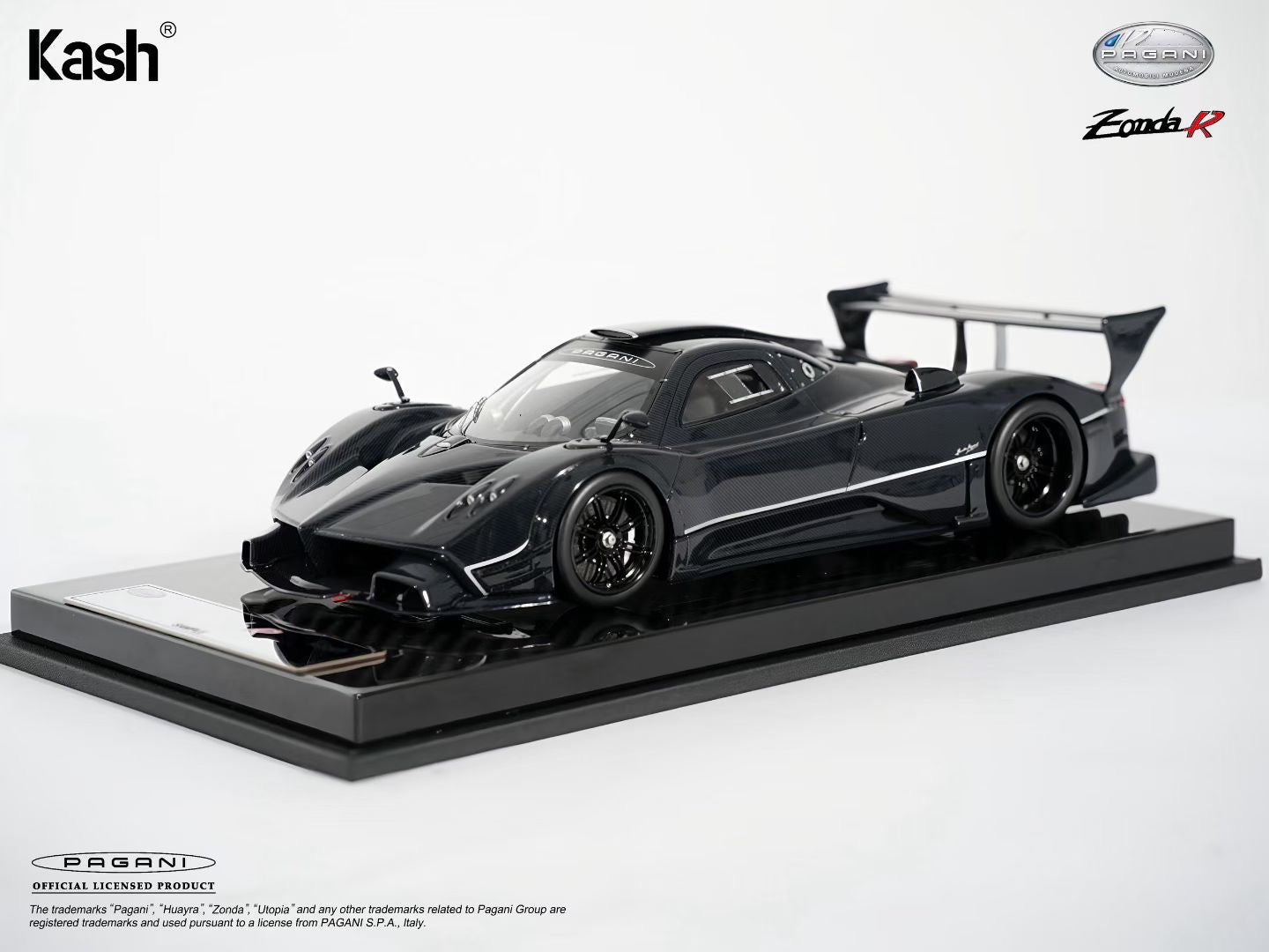 Kash Model 1/18 Pagani Zonda R Gloss Carbon Black Car Model