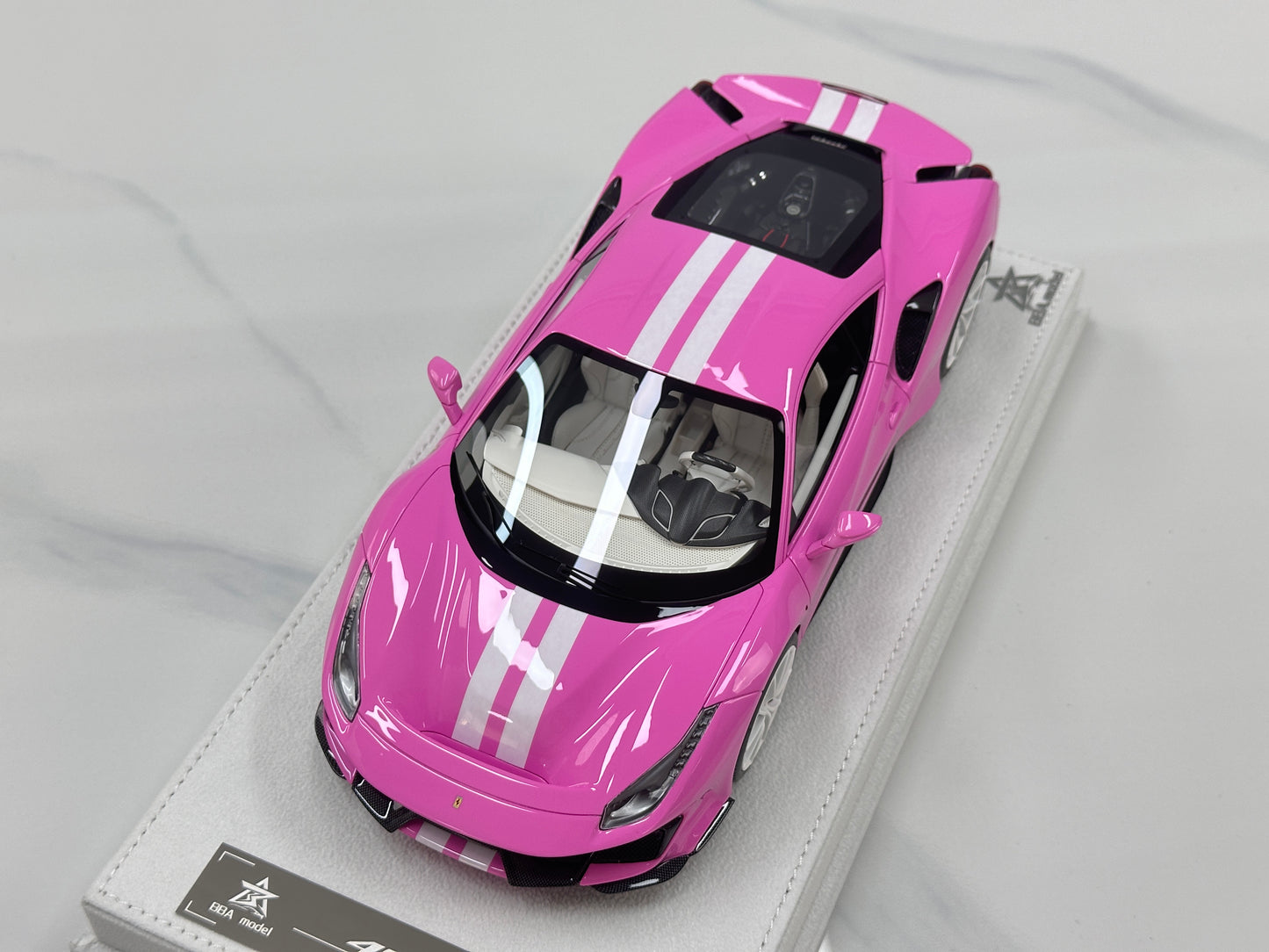BBA MODEL 1/18 Ferrari 488 Pista – Pink with White Livery (BBA088)