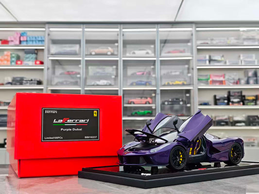BBR 1/18 Ferrari LaFerrari, fully opening diecast model, carbon fiber base custom edition, Dubai Purple (BB8182237DDJ)