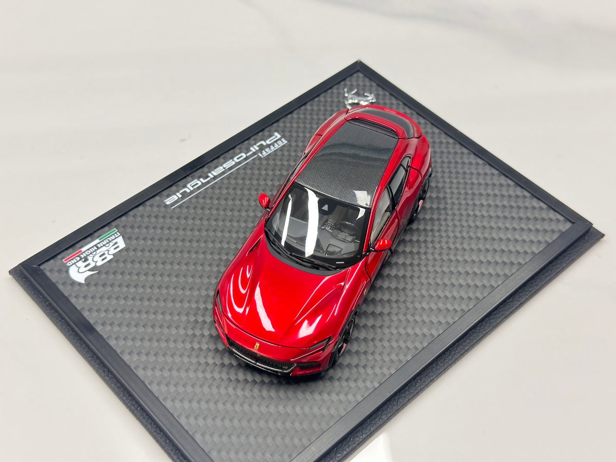 BBR 1/43 Ferrari Purosangue Die-cast Model (Fully Opening) – Black Roof, Rosso Magma Metallic – HE43001BST