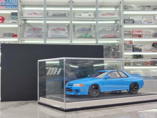 MOTORHELIX 1/18 Nissan Kyline GT-R (R32) Customized Version Cyan Blue Resin Model MH317