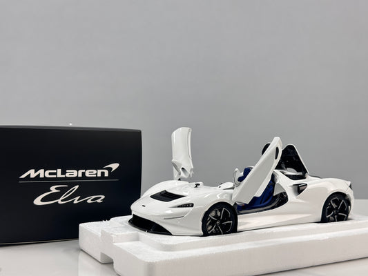 LCD 1/18 McLaren Elva Die-cast Model – Pearl White with Blue Interior (LCD18015-WH)