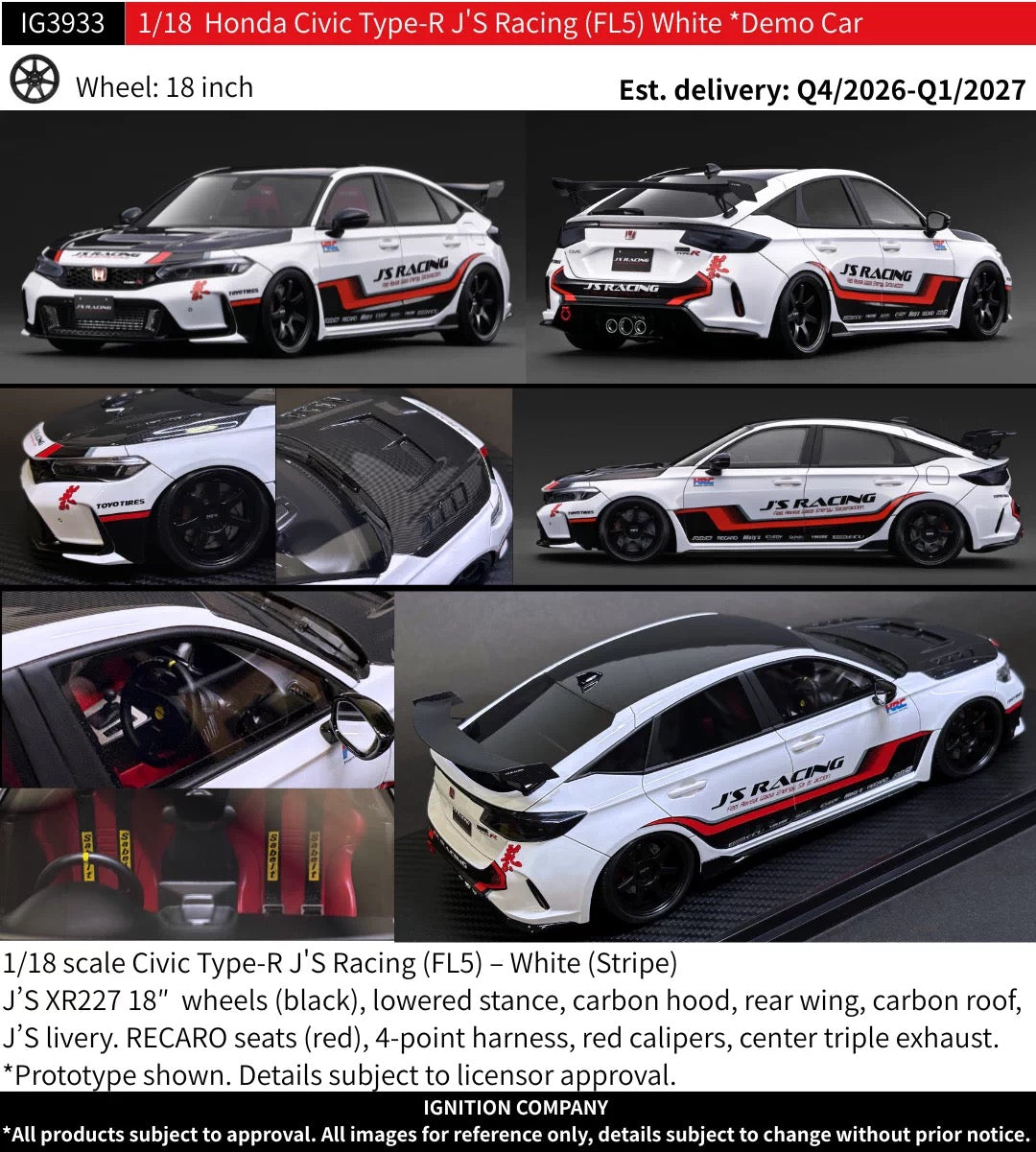 IG 1/18 Honda Civic Type-R J'S Racing FL5 Resin IG3933