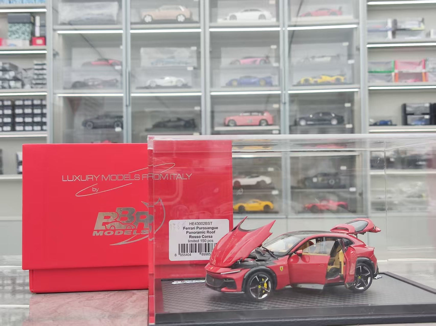 BBR 1/43 Ferrari Purosangue Panoramic Sunroof Version, Standard Red HE43002BST