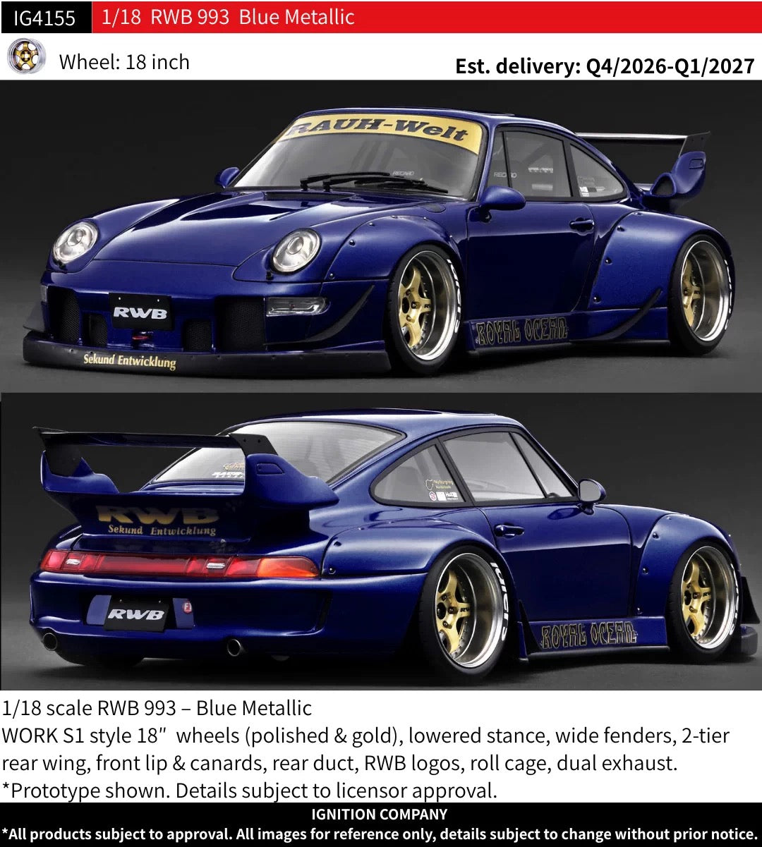 IG 1/18 Porsche RWB 993 Resin Car Model IG4155