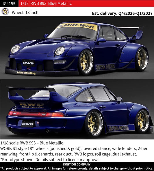 IG 1/18 Porsche RWB 993 Resin Car Model IG4155