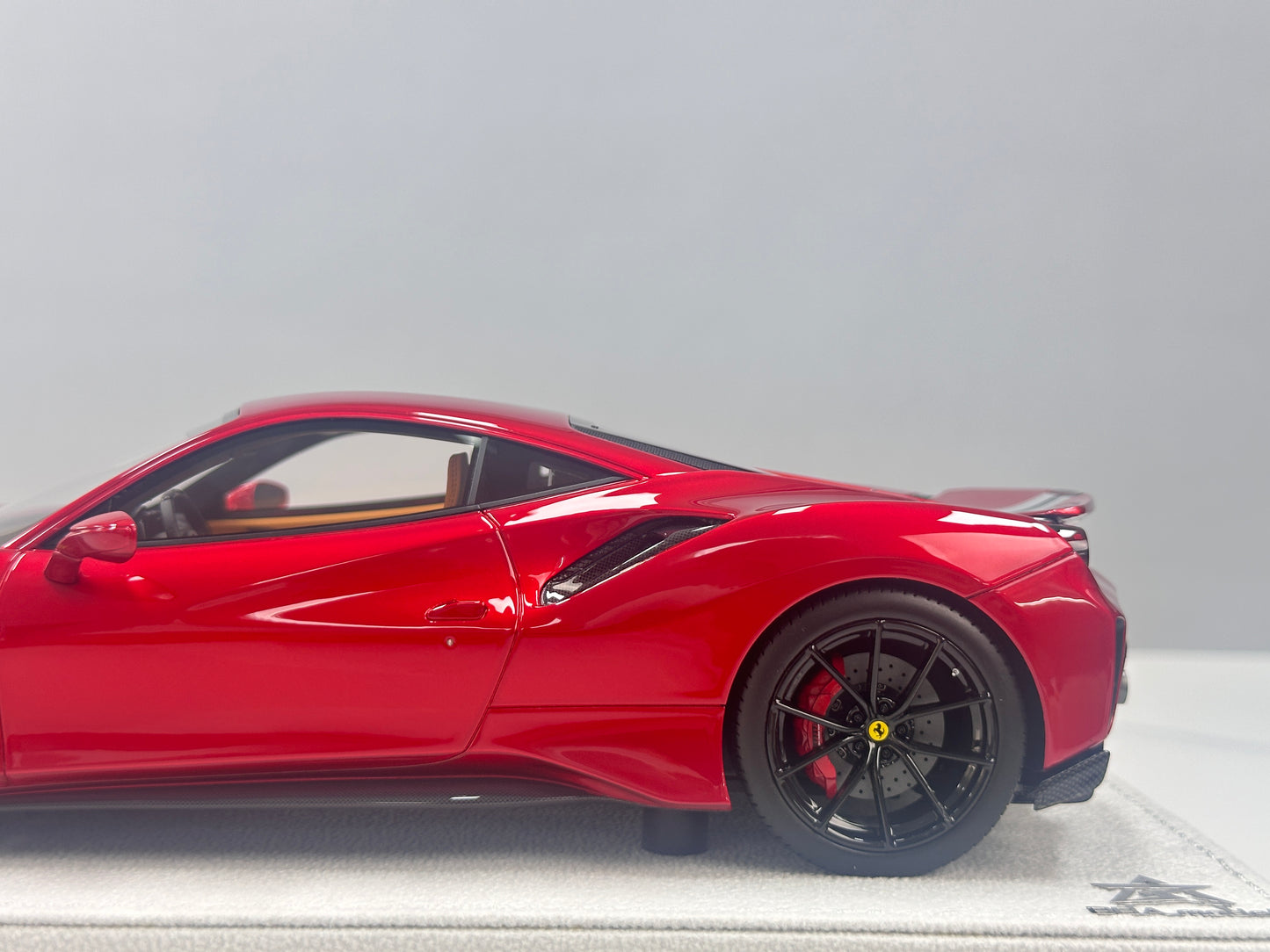 BBA MODEL 1/18 Ferrari 488 Pista – Metallic Red with Silver/Black Livery (BBA089)