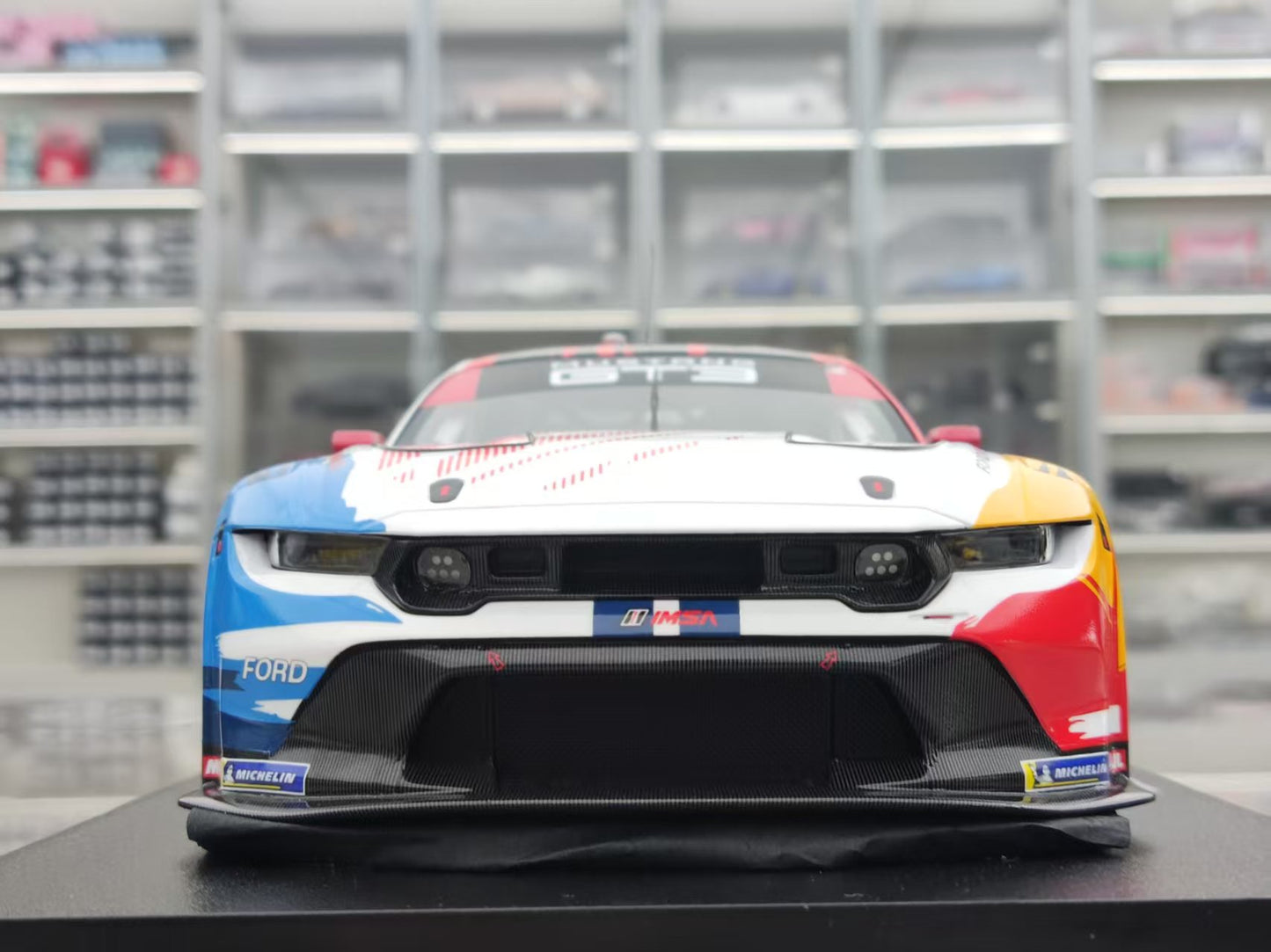 Topspeed 1/18 Ford Mustang GT3 #65 Ford Multimatic Motorsports 2024 White/Blue/Red Livery TS0603