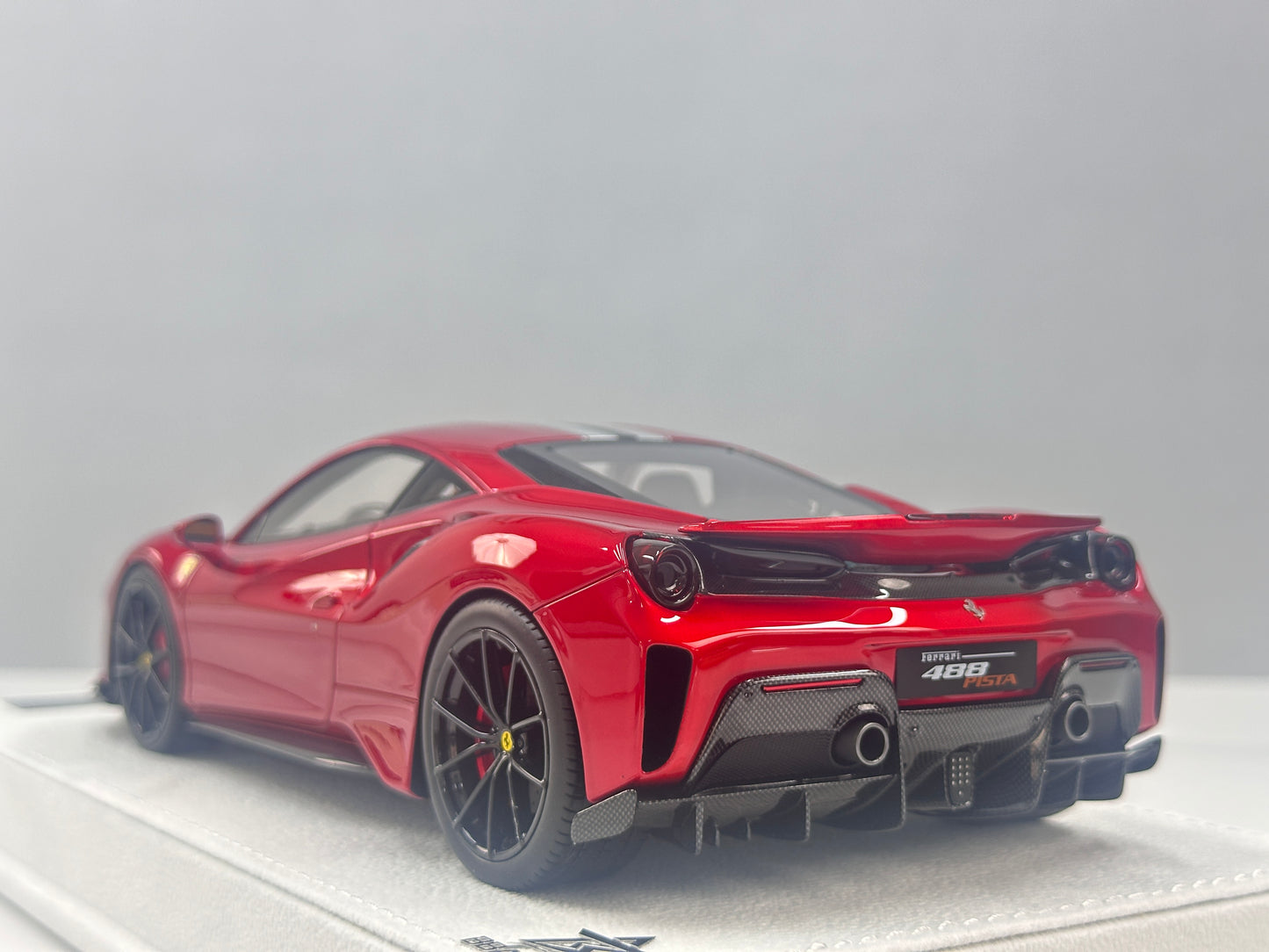 BBA MODEL 1/18 Ferrari 488 Pista – Metallic Red with Silver/Black Livery (BBA089)