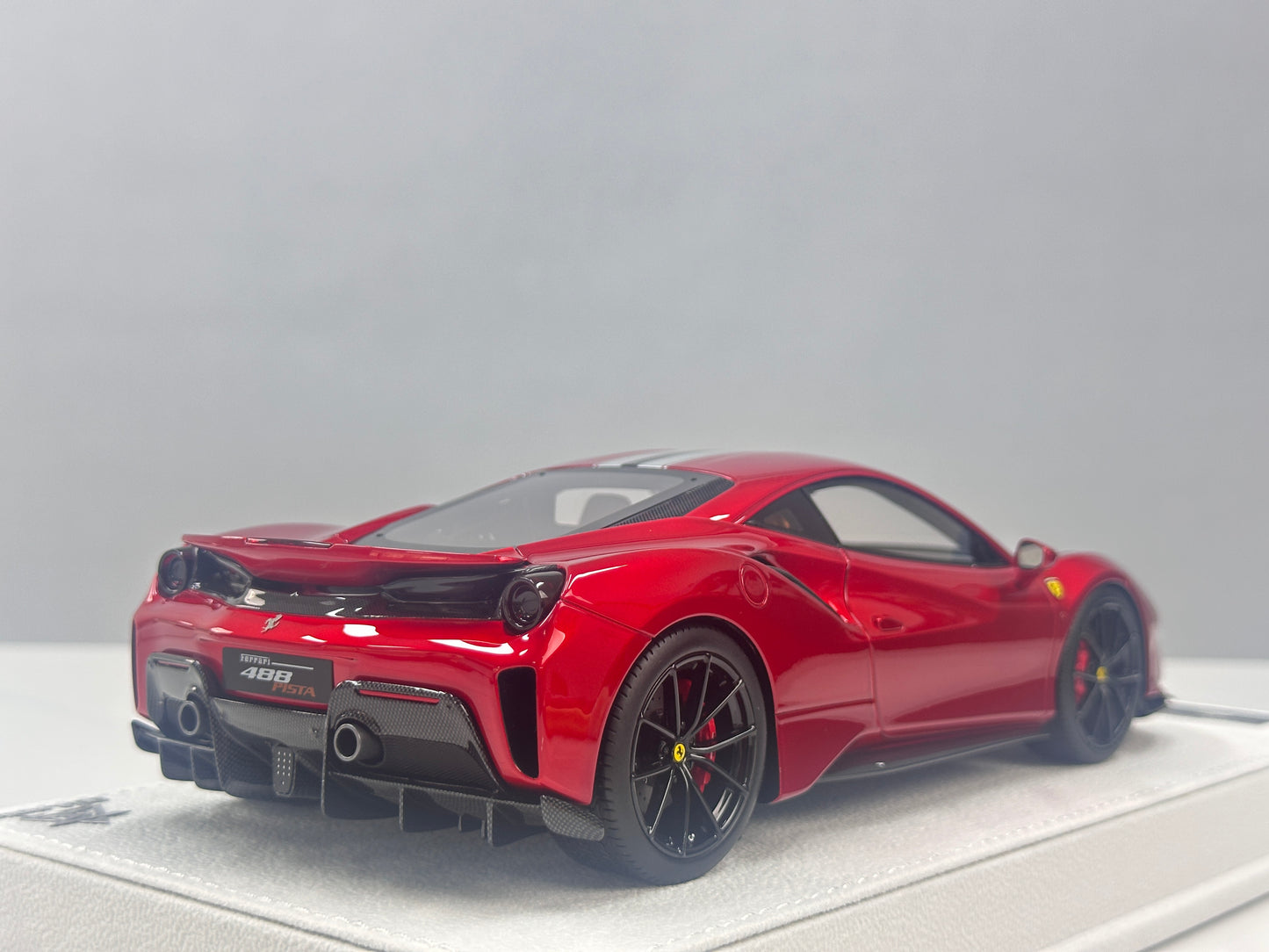 BBA MODEL 1/18 Ferrari 488 Pista – Metallic Red with Silver/Black Livery (BBA089)