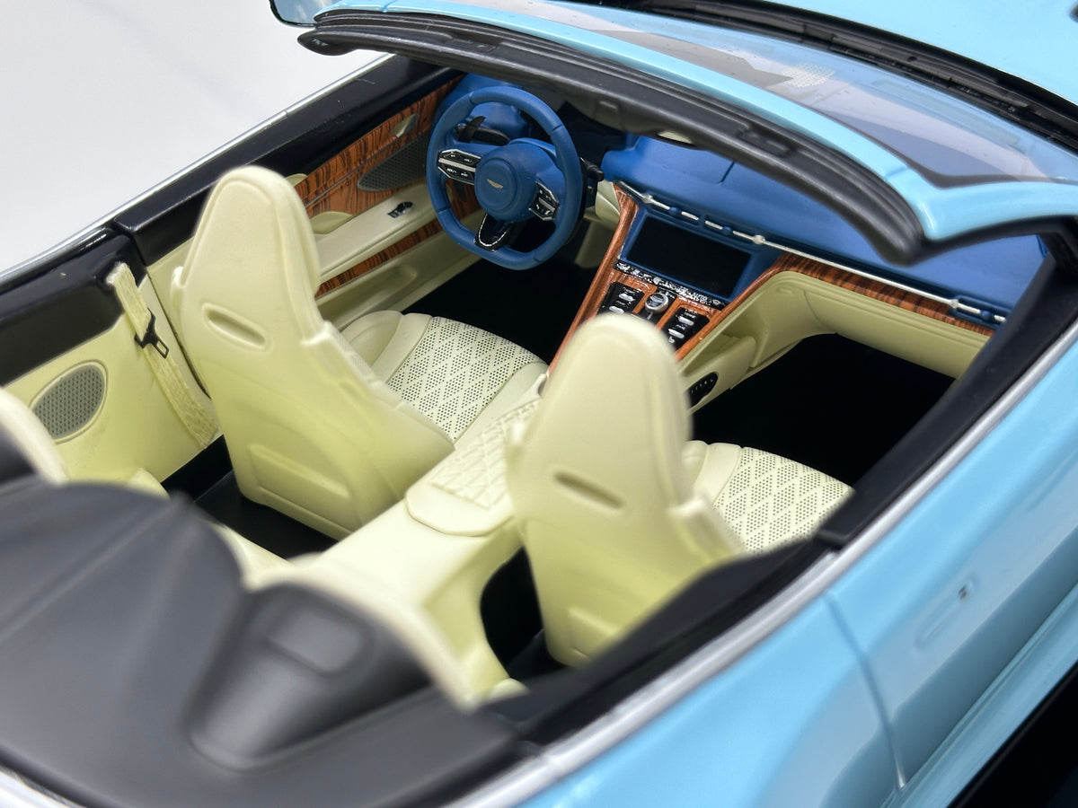 MOTORHELIX 1/18 Aston Martin DB12 Volante Convertible - Glass Blue (MH397)