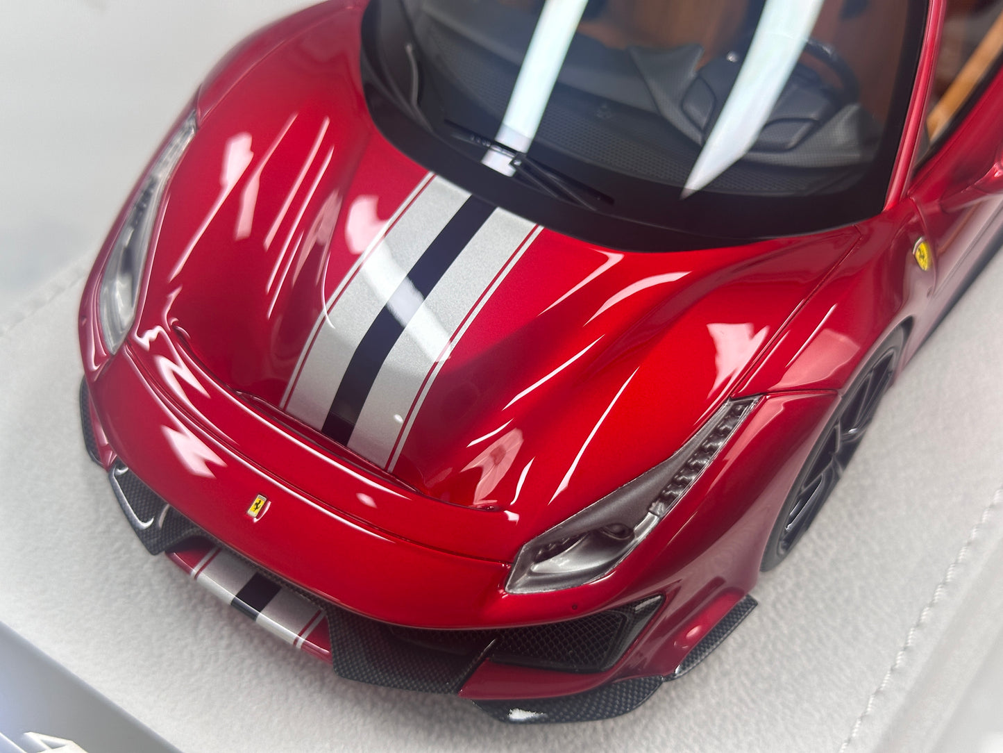 BBA MODEL 1/18 Ferrari 488 Pista – Metallic Red with Silver/Black Livery (BBA089)