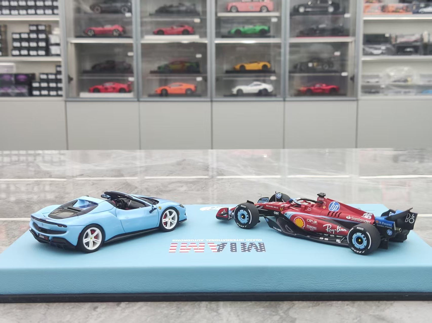 BBR 1/43 Ferrari SF-24 & 296 GTS MIAMIGP 2024 Miami Special Edition Leclerc No. 16 Double Set EMP107EX