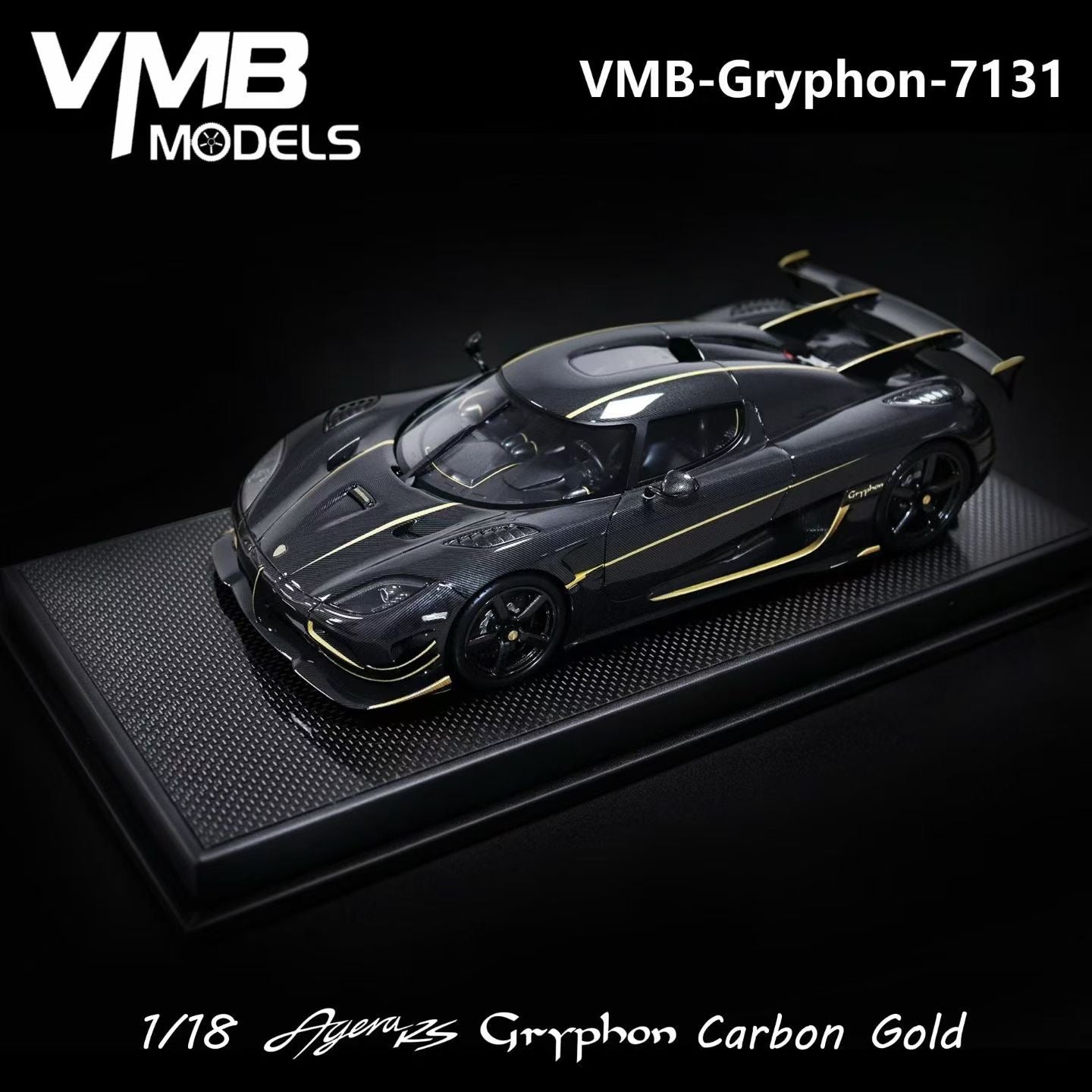 VMB 1/18 Koenigsegg Agera RS Gryphon (Carbon & Gold)