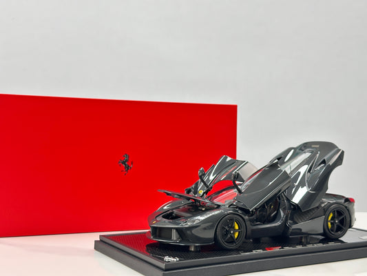 BBR 1/18 Ferrari LaFerrari, Alloy Alloy Fully Open, Carbon Fiber Sole, Black Knight BBR182244A