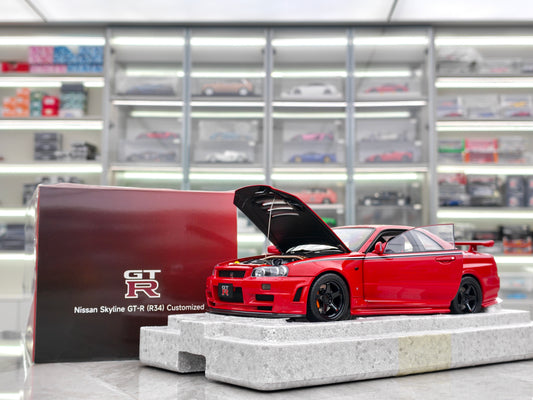 MOTORHELIX 1/18 Nissan Skyline GT-R (R34) Customized Version, Red MH328