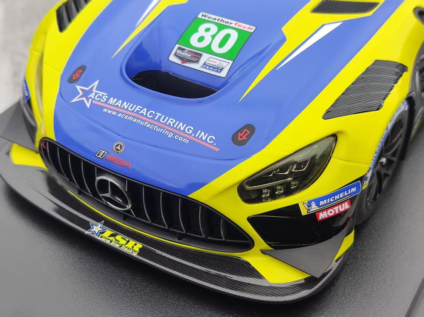 Topspeed 1/18 Mercedes-AMG GT3 EVO #80 Lone Star Racing Blue and Yellow Livery TS0676