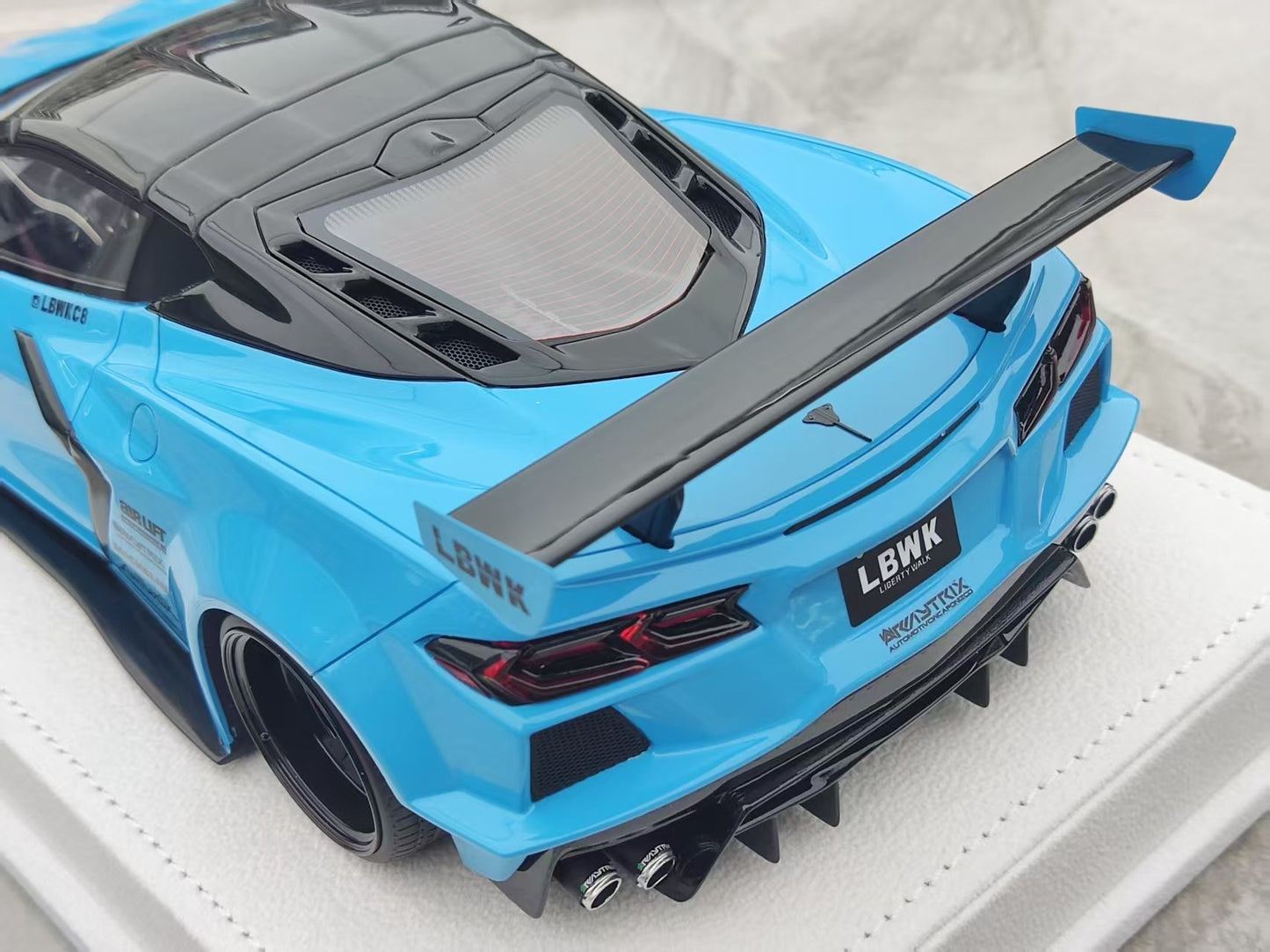 BBA MODEL 1/18 Corvette C8 LB Widebody Modified, Baby Blue (BBA036)