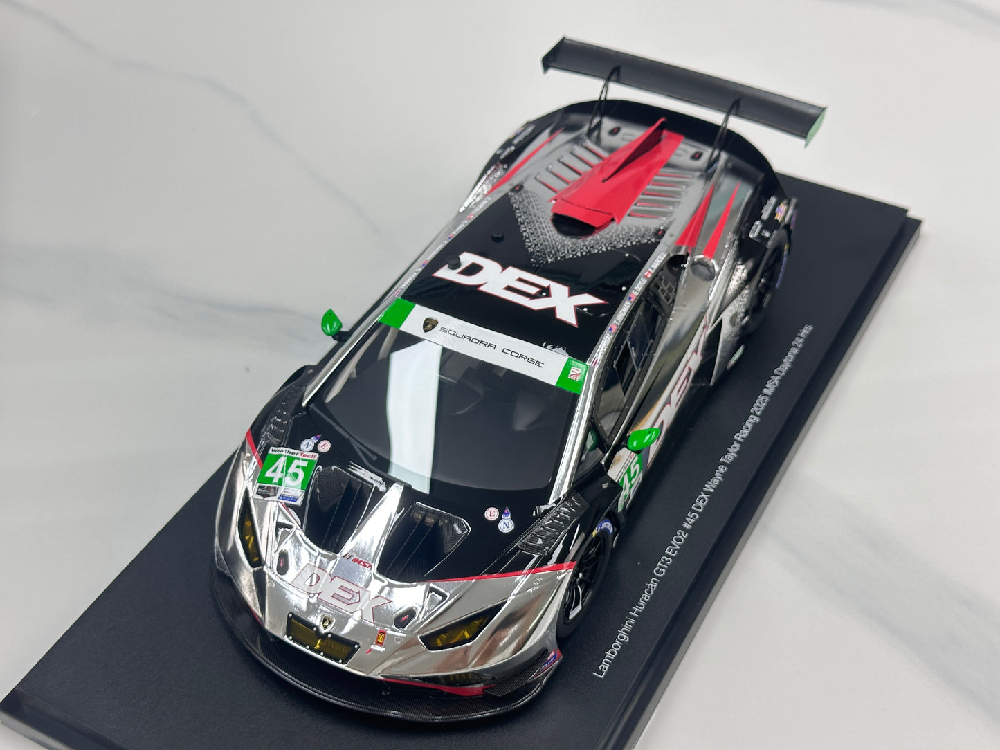 Topspeed 1/18 Lamborghini Huracán GT3 EVO2 #45 DEX Wayne Taylor Racing Silver/Black Livery TS0655