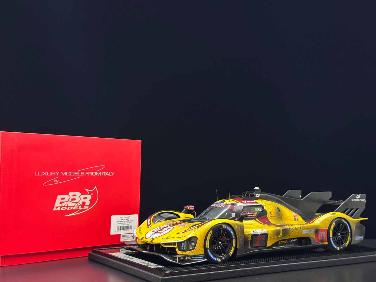 BBR 1/12 Ferrari 499P Le Mans 2025 - Ye Yifei's championship sprint in dirty form - Le Mans #83 - BBR1228Cdirty