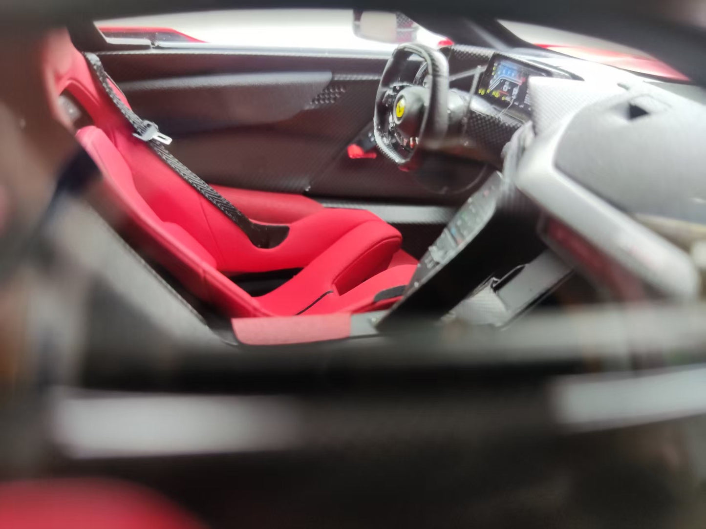 BBR 1/18 Ferrari F80 Leather Base Standard Red/Silver Carbon Fiber Wheels P18253A1