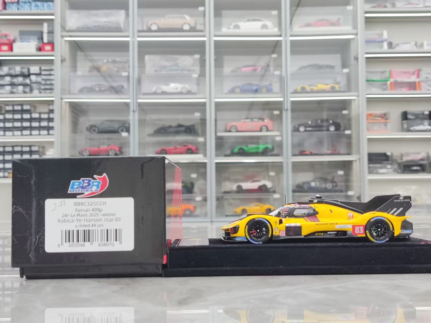 BBR 1/43 Ferrari 499P Le Mans 2025 #83, Flocked Base, Yellow BBRC325CCH